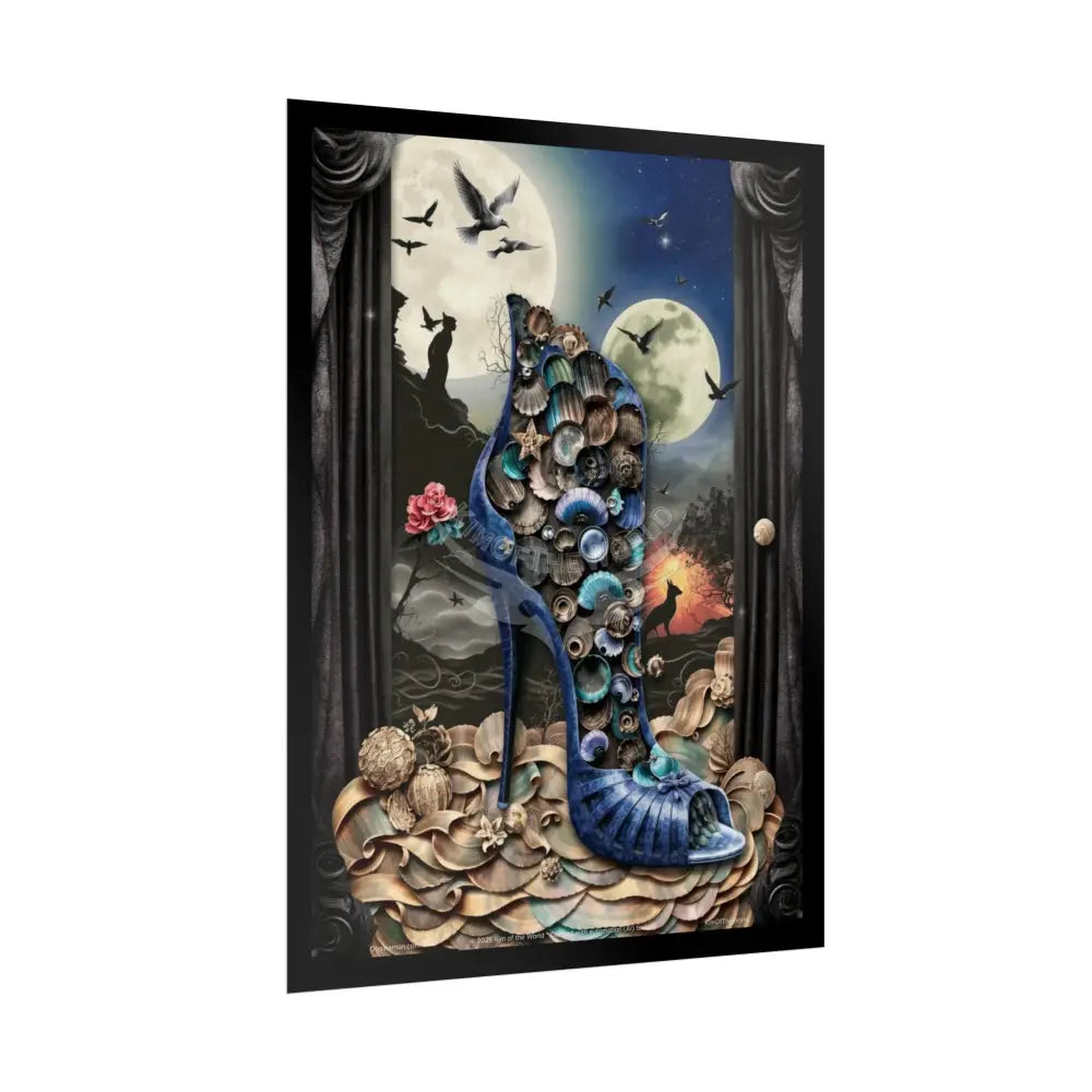 3D Magical Stiletto of Dreams Gothic Magic MulitVerse Pop-Out Black Matte Moon & Sun Scenic Prints Poster