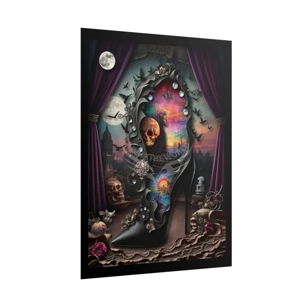 3D Magical Stiletto of Dreams Gothic Magic MulitVerse Pop-Out Black Matte Moon & Sun Scenic Prints Poster