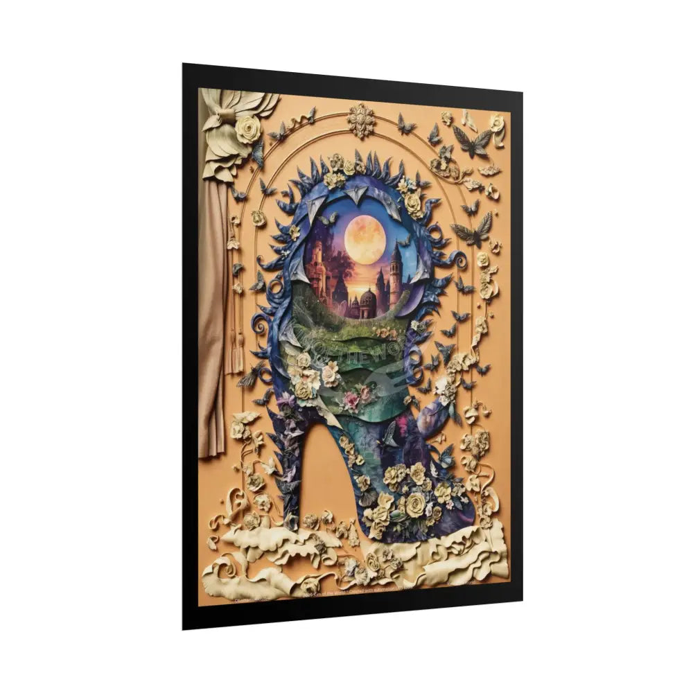 3D Magical Stiletto of Dreams Gothic Magic MulitVerse Pop-Out Black Matte Moon & Sun Scenic Prints Poster