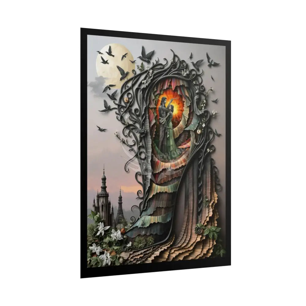 3D Magical Stiletto of Dreams Gothic Magic MulitVerse Pop-Out Black Matte Moon & Sun Scenic Prints Poster