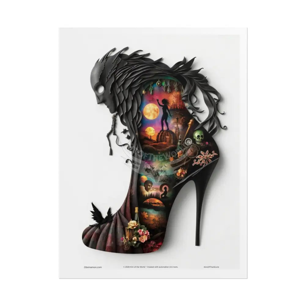 3D Magical Window of Dreams Gothic Magic MulitVerse Pop-Out Black Matte Moon & Sun Scenic Prints 18″ x 24″ (Vertical)