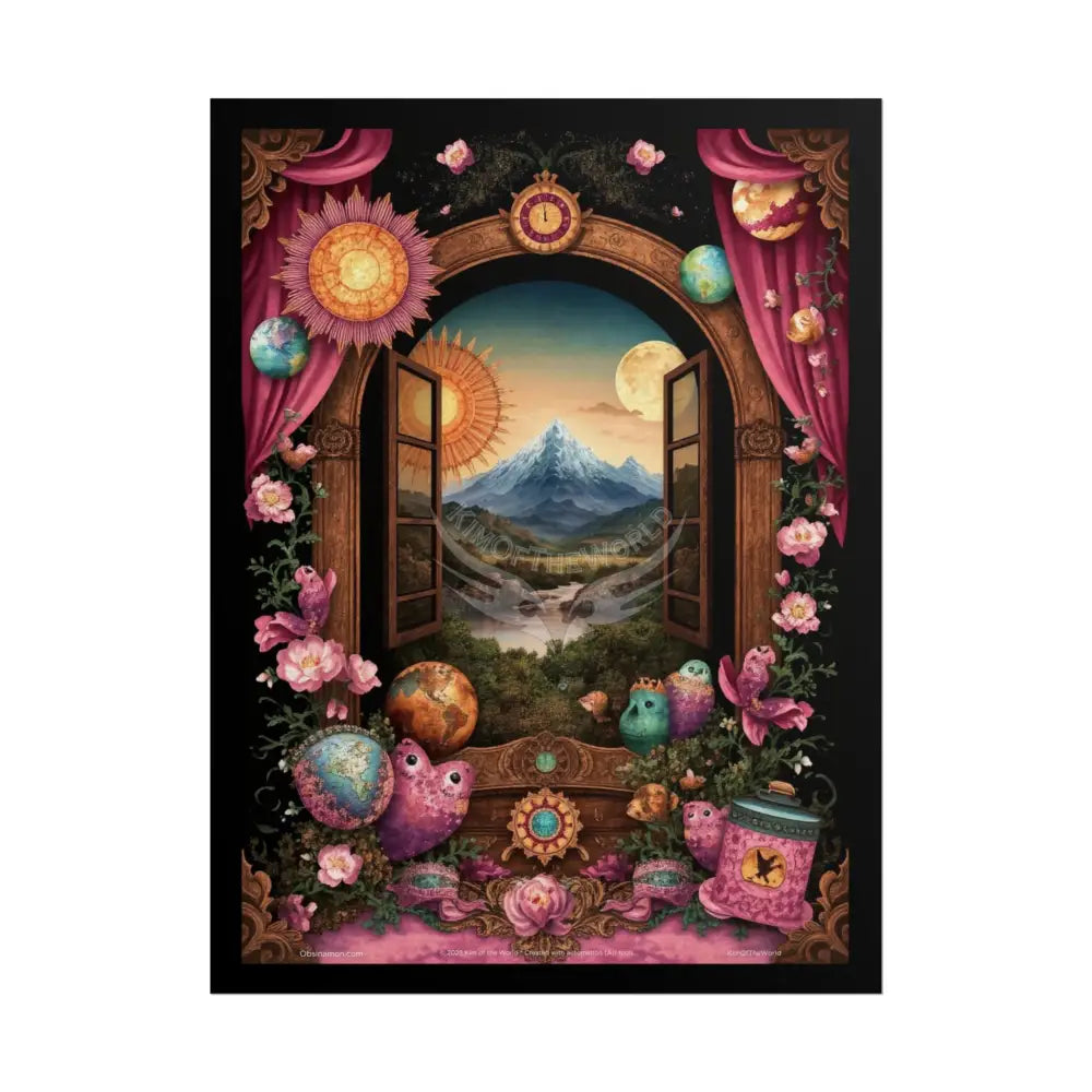 3D Magical Window of Dreams Gothic Magic MulitVerse Pop-Out Black Matte Moon & Sun Scenic Prints 18″ x 24″ (Vertical)