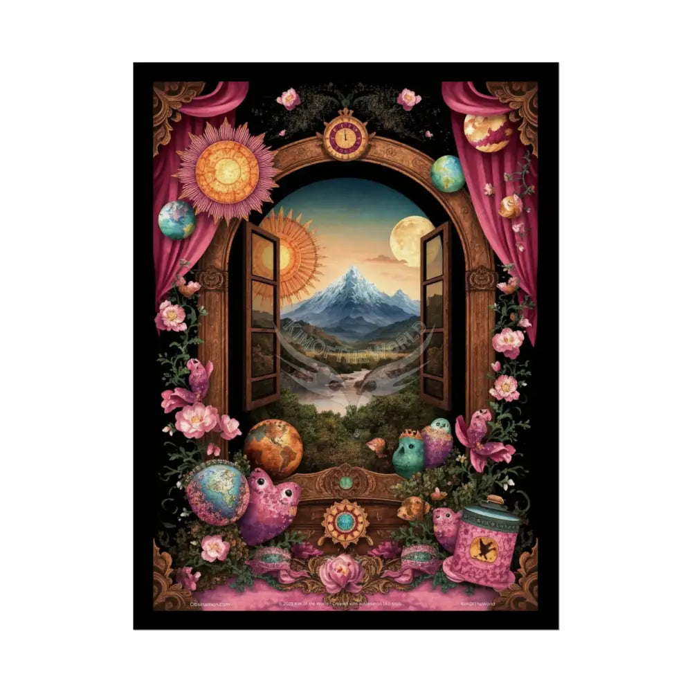 3D Magical Window of Dreams Gothic Magic MulitVerse Pop-Out Black Matte Moon & Sun Scenic Prints 18″ x 24″ (Vertical)