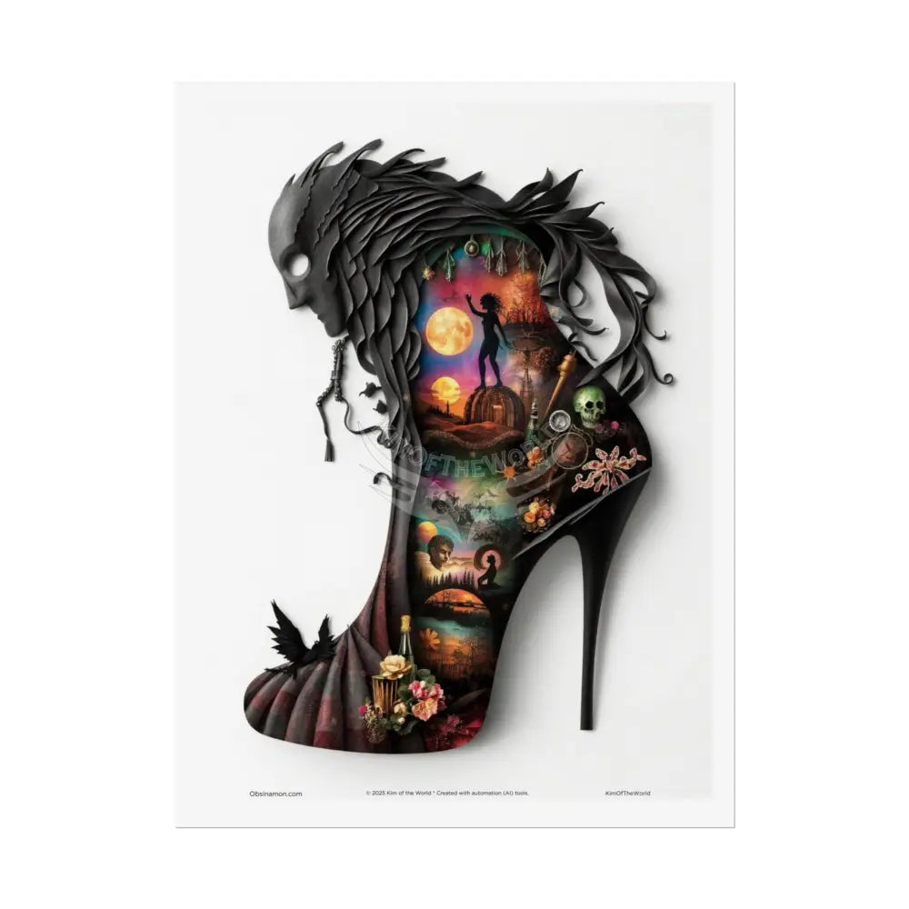 3D Magical Window of Dreams Gothic Magic MulitVerse Pop-Out Black Matte Moon & Sun Scenic Prints 18″ x 24″ (Vertical)