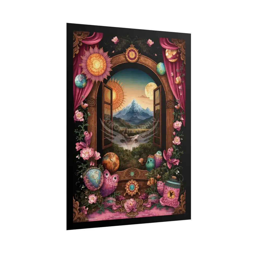 3D Magical Window of Dreams Gothic Magic MulitVerse Pop-Out Black Matte Moon & Sun Scenic Prints Poster