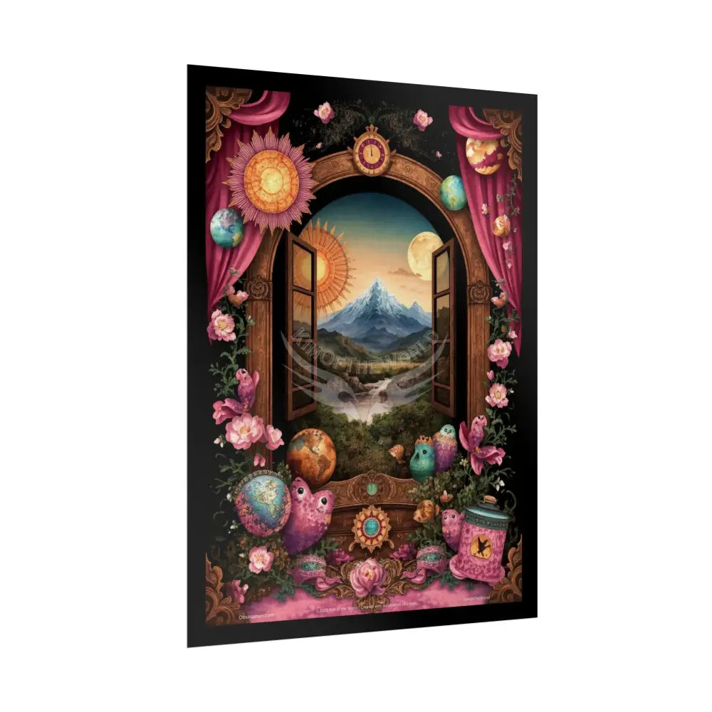 3D Magical Window of Dreams Gothic Magic MulitVerse Pop-Out Black Matte Moon & Sun Scenic Prints Poster