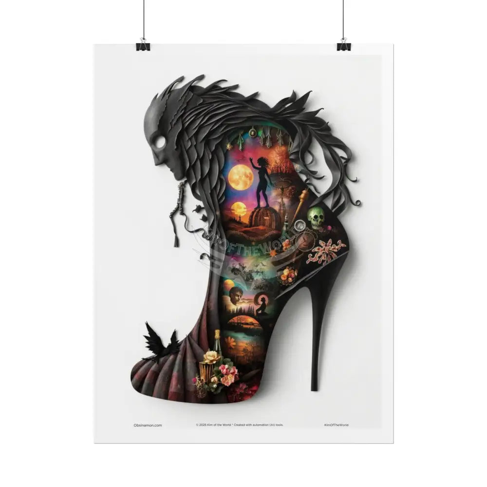 3D Magical Window of Dreams Gothic Magic MulitVerse Pop-Out Black Matte Moon & Sun Scenic Prints Poster