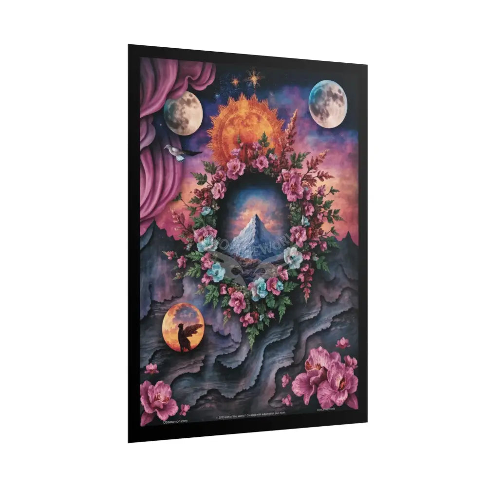 3D Magical Window to Dreams Gothic Magic MulitVerse Pop-Out Black Matte Moon & Sun Scenic Prints Poster