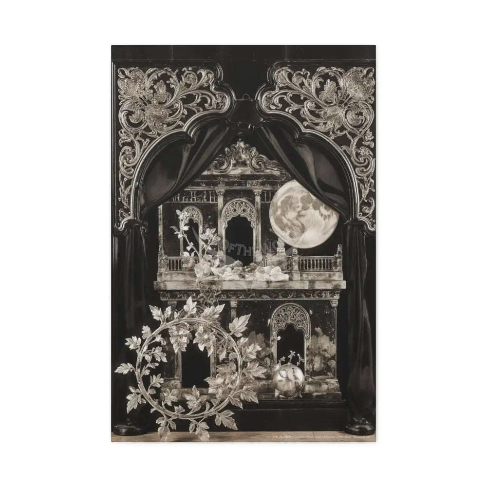 3D Matte Canvas Print Black and White Moon — Laced Multi-Dimensional Wall Art 24’’ x 36’’ (Vertical) / 1.25’’ Canvas