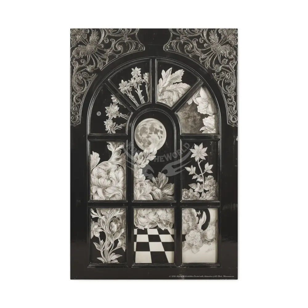 3D Matte Canvas Print Black and White Moon — Laced Multi-Dimensional Wall Art 24’’ x 36’’ (Vertical) / 1.25’’ Canvas