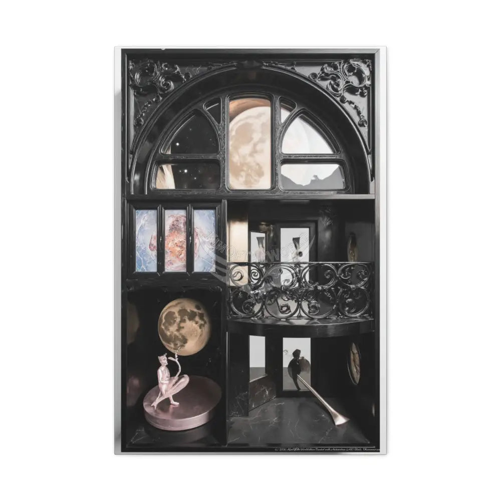 3D Matte Canvas Print Black and White Moon — Laced Multi-Dimensional Wall Art 24’’ x 36’’ (Vertical) / 1.25’’ Canvas