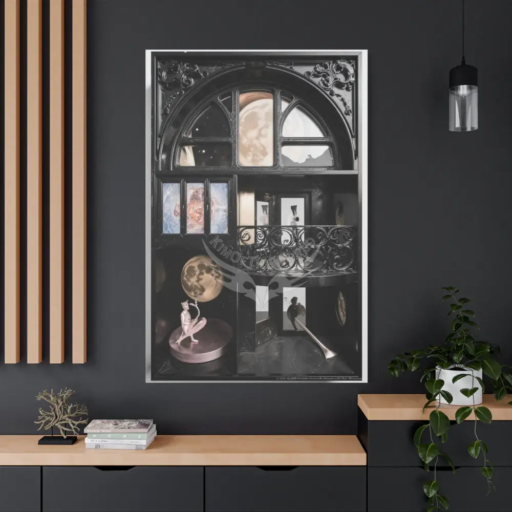 3D Matte Canvas Print Black and White Moon — Laced Multi-Dimensional Wall Art Canvas
