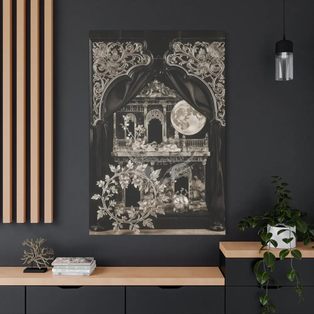 3D Matte Canvas Print Black and White Moon — Laced Multi-Dimensional Wall Art Canvas
