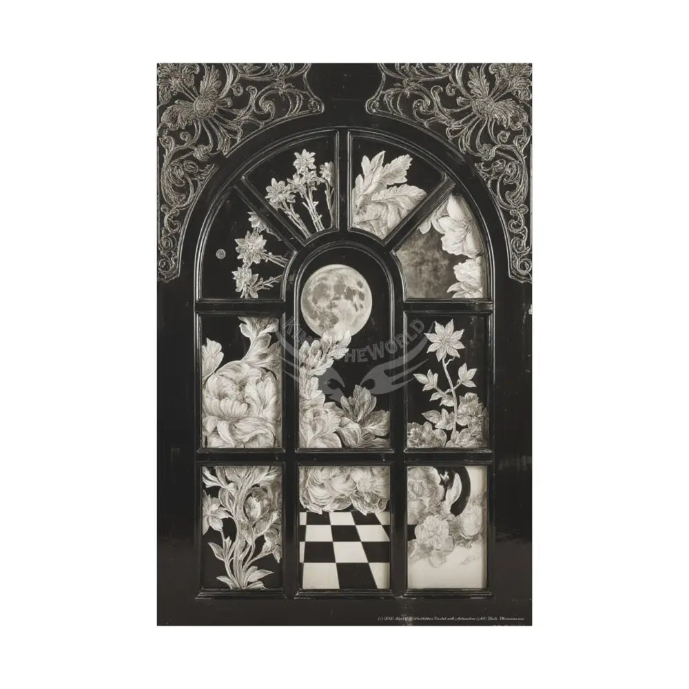 3D Matte Canvas Print Black and White Moon — Laced Multi-Dimensional Wall Art 40’’ x 60’’ (Vertical) / 1.25’’ Canvas