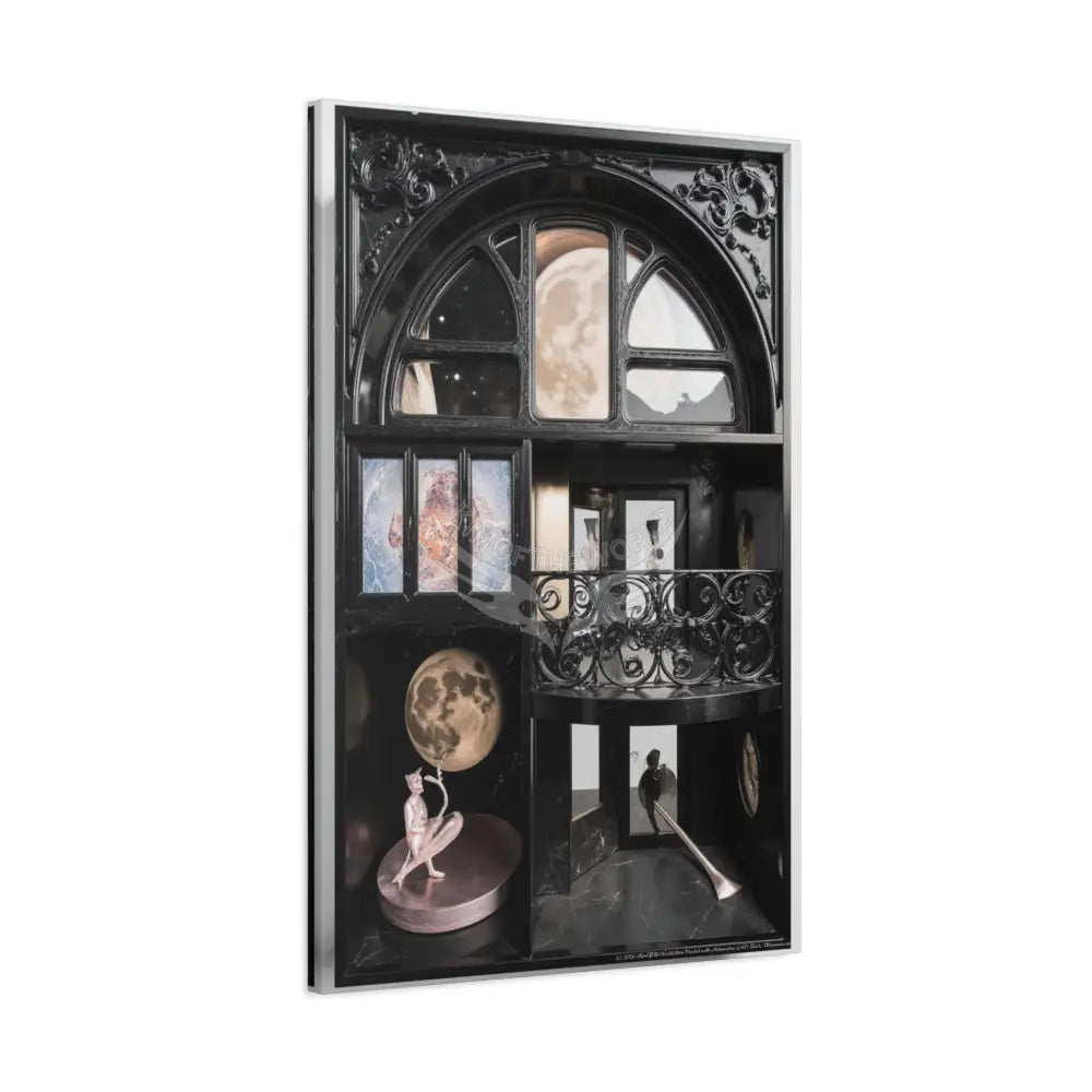 3D Matte Canvas Print Black and White Moon — Laced Multi-Dimensional Wall Art Canvas