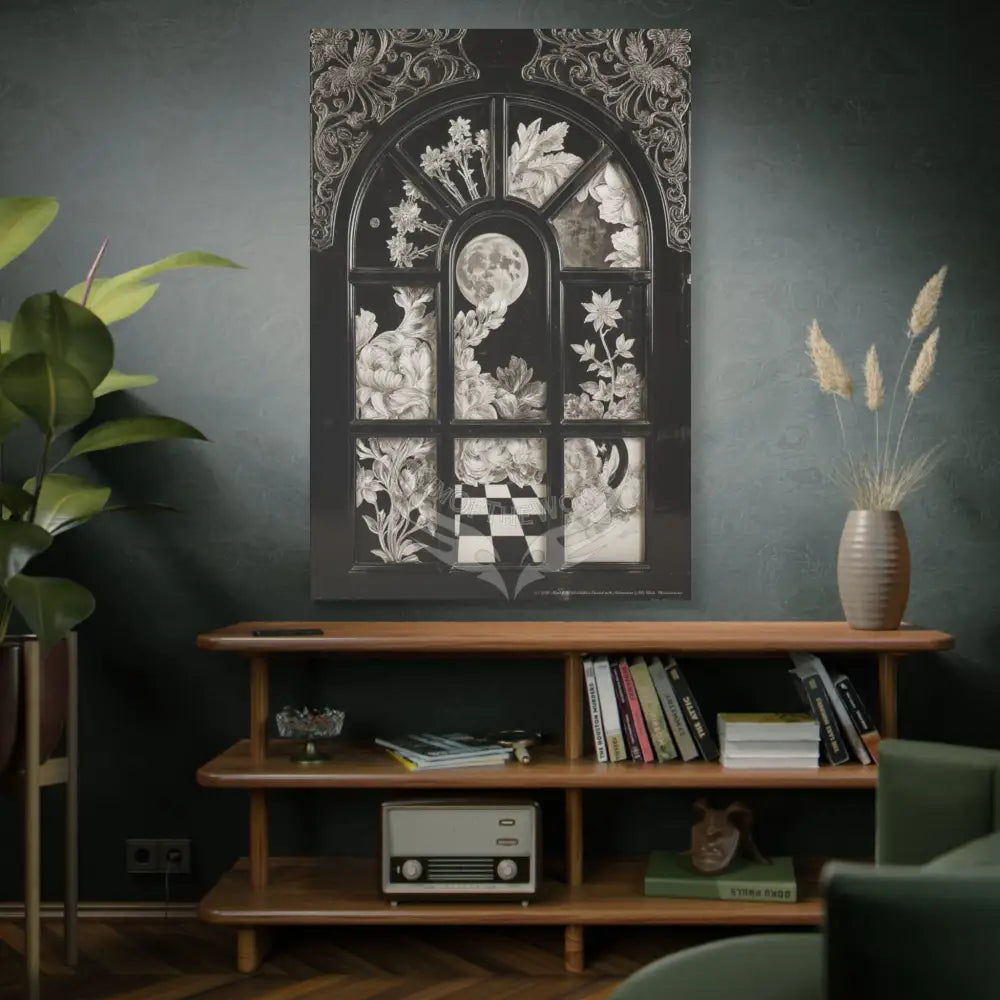 3D Matte Canvas Print Black and White Moon — Laced Multi-Dimensional Wall Art Canvas