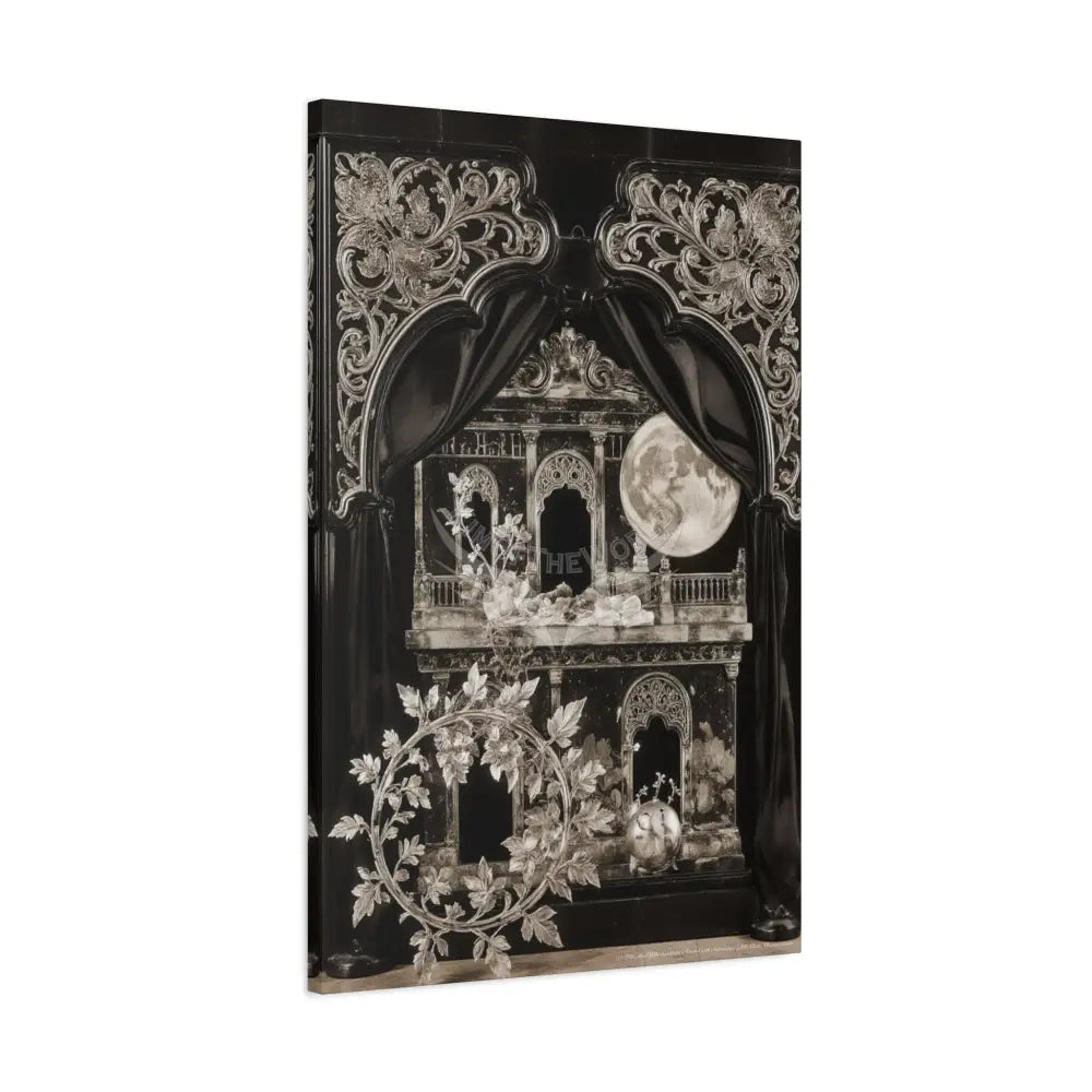 3D Matte Canvas Print Black and White Moon — Laced Multi-Dimensional Wall Art Canvas