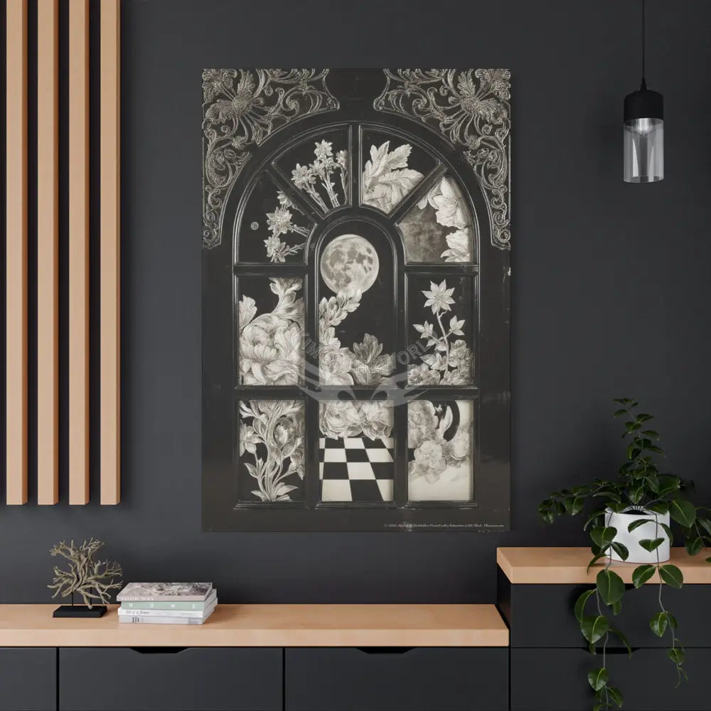 3D Matte Canvas Print Black and White Moon — Laced Multi-Dimensional Wall Art Canvas