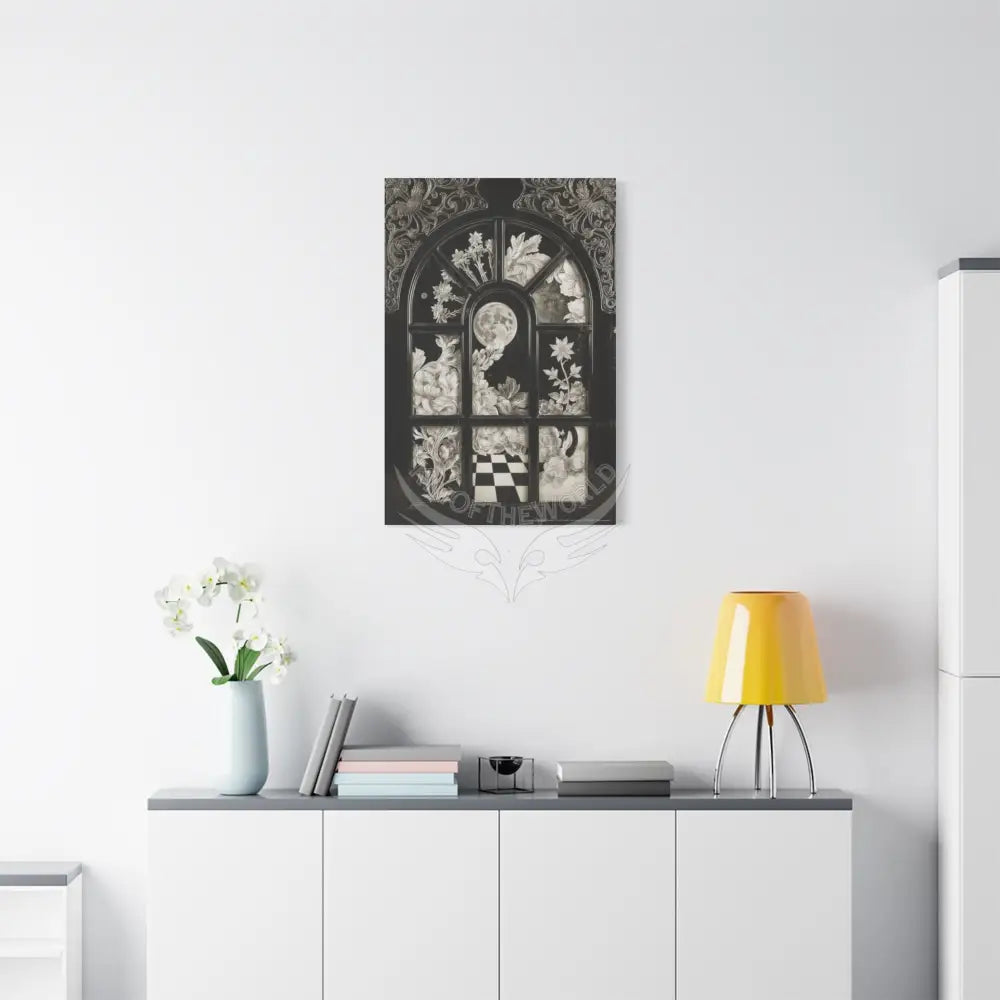 3D Matte Canvas Print Black and White Moon — Laced Multi-Dimensional Wall Art Canvas