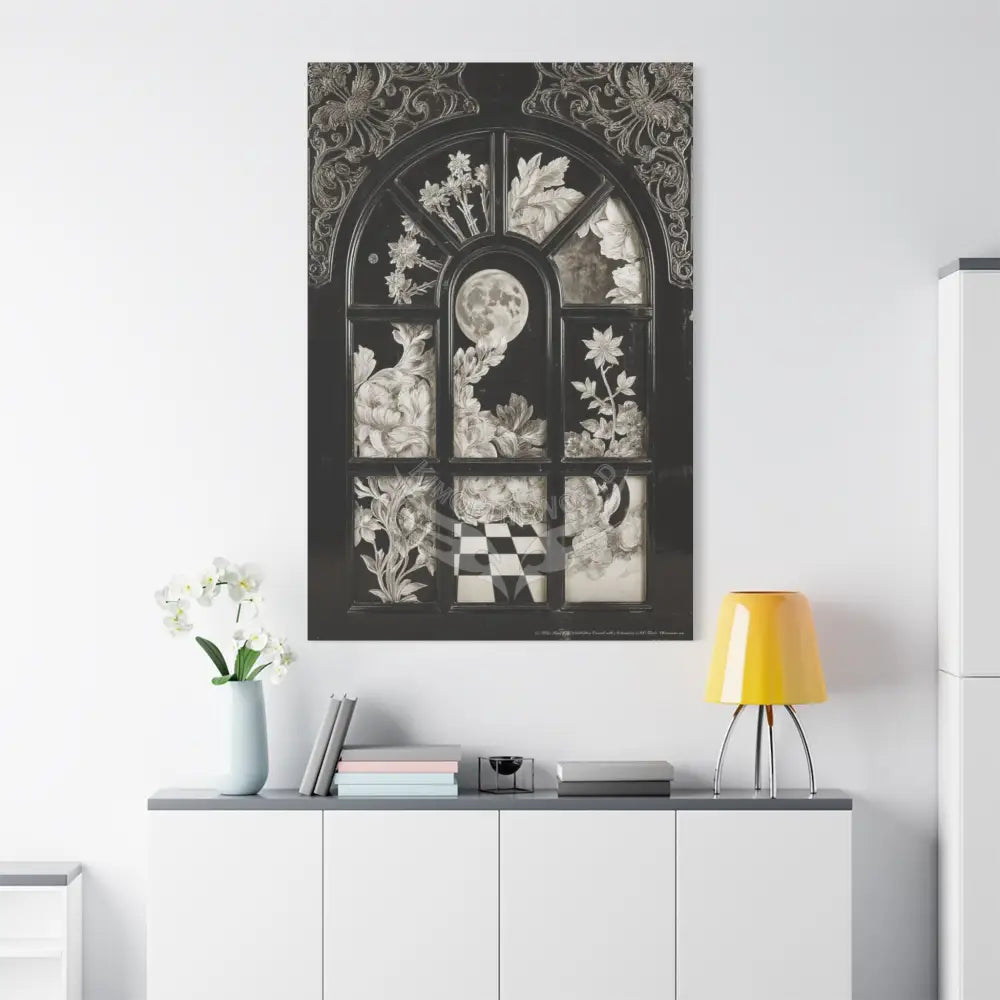 3D Matte Canvas Print Black and White Moon — Laced Multi-Dimensional Wall Art Canvas