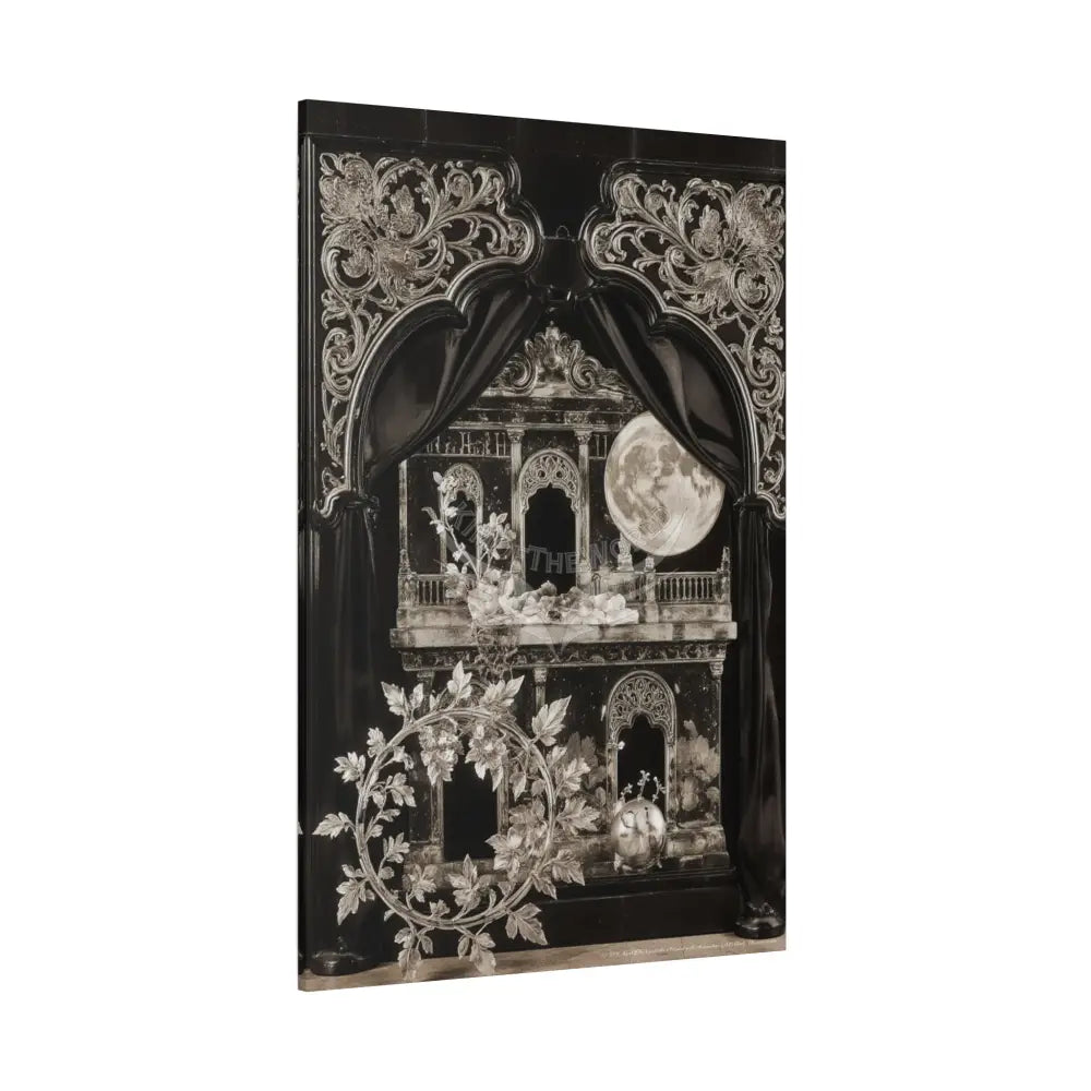 3D Matte Canvas Print Black and White Moon — Laced Multi-Dimensional Wall Art Canvas