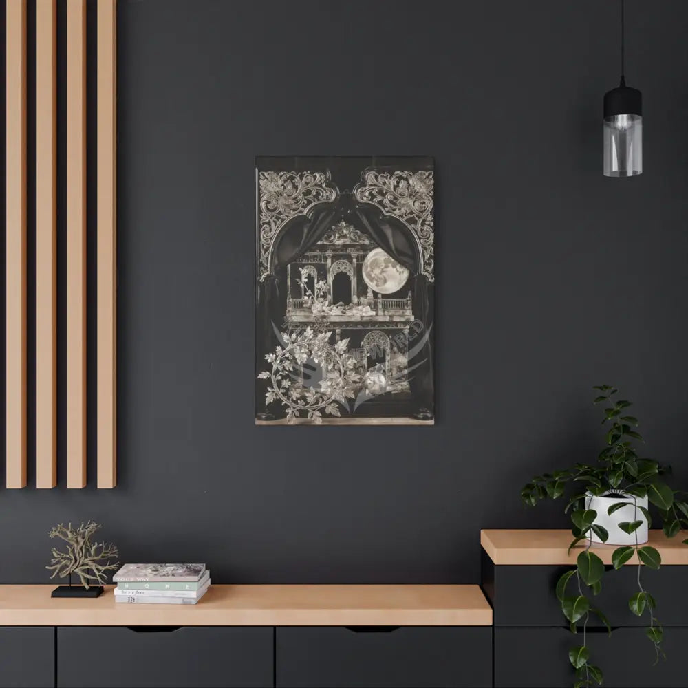 3D Matte Canvas Print Black and White Moon — Laced Multi-Dimensional Wall Art Canvas