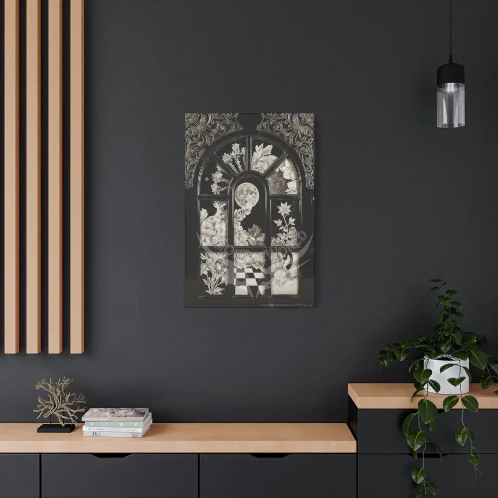 3D Matte Canvas Print Black and White Moon — Laced Multi-Dimensional Wall Art Canvas