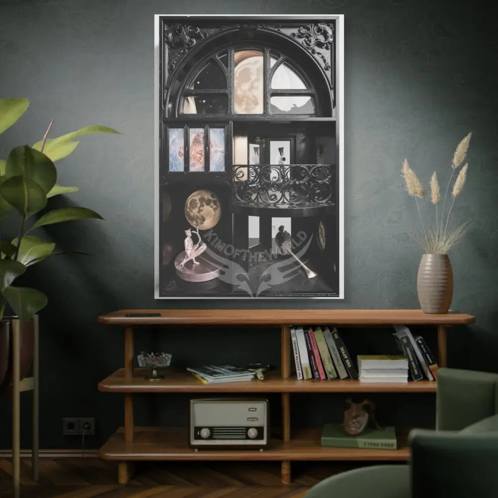 3D Matte Canvas Print Black and White Moon — Laced Multi-Dimensional Wall Art Canvas