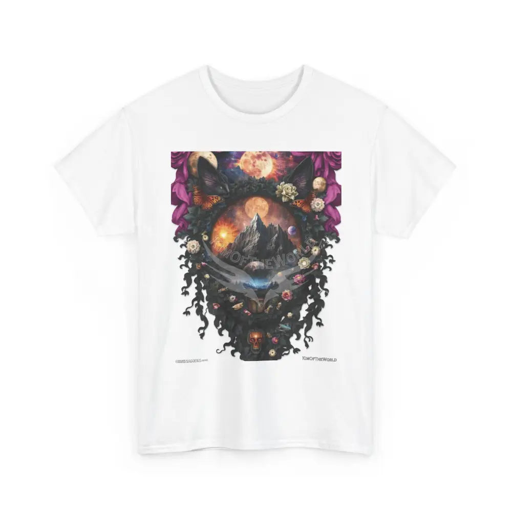 3D Meow Kitty Cat Magic Window White Unisex Heavy Cotton Tee T-Shirt