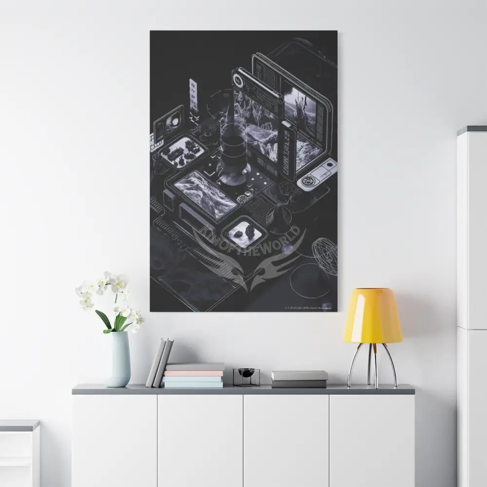 3D Modern Tech Black Iridescent Block Canvas Print — Dimensional Wall Art Canvas