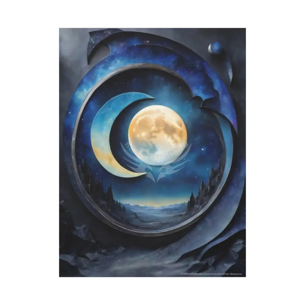 3D Moon Scene Matte Canvas Print — Oil Paint Style Stretched Wall Art 36’’ x 48’’ (Vertical) / 1.25’’ Canvas