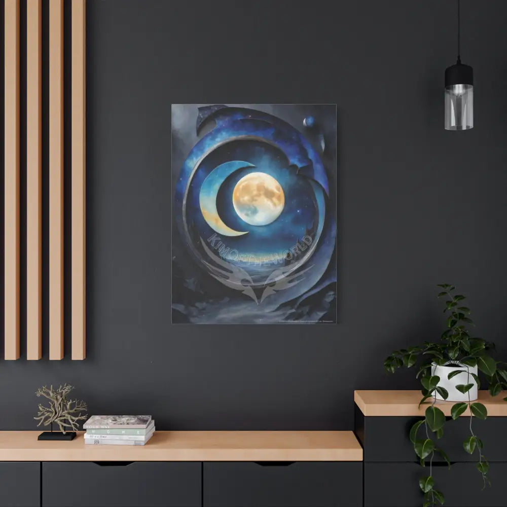 3D Moon Scene Matte Canvas Print — Oil Paint Style Stretched Wall Art Canvas