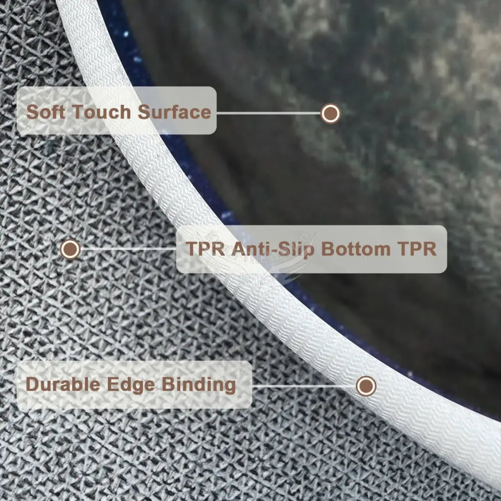 3D Moon Soft Round Area Rug with White Border Rugs & Mats
