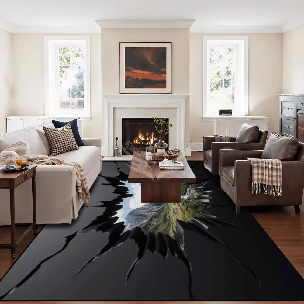 3D Mountain View Break-Out Black Wall 10 ft x 8 ft Large Area Rug Floor Carpet 120’’x96’’ Rugs & Mats