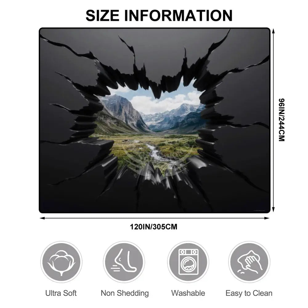3D Mountain View Break-Out Black Wall 10 ft x 8 ft Large Area Rug Floor Carpet 120’’x96’’ Rugs & Mats