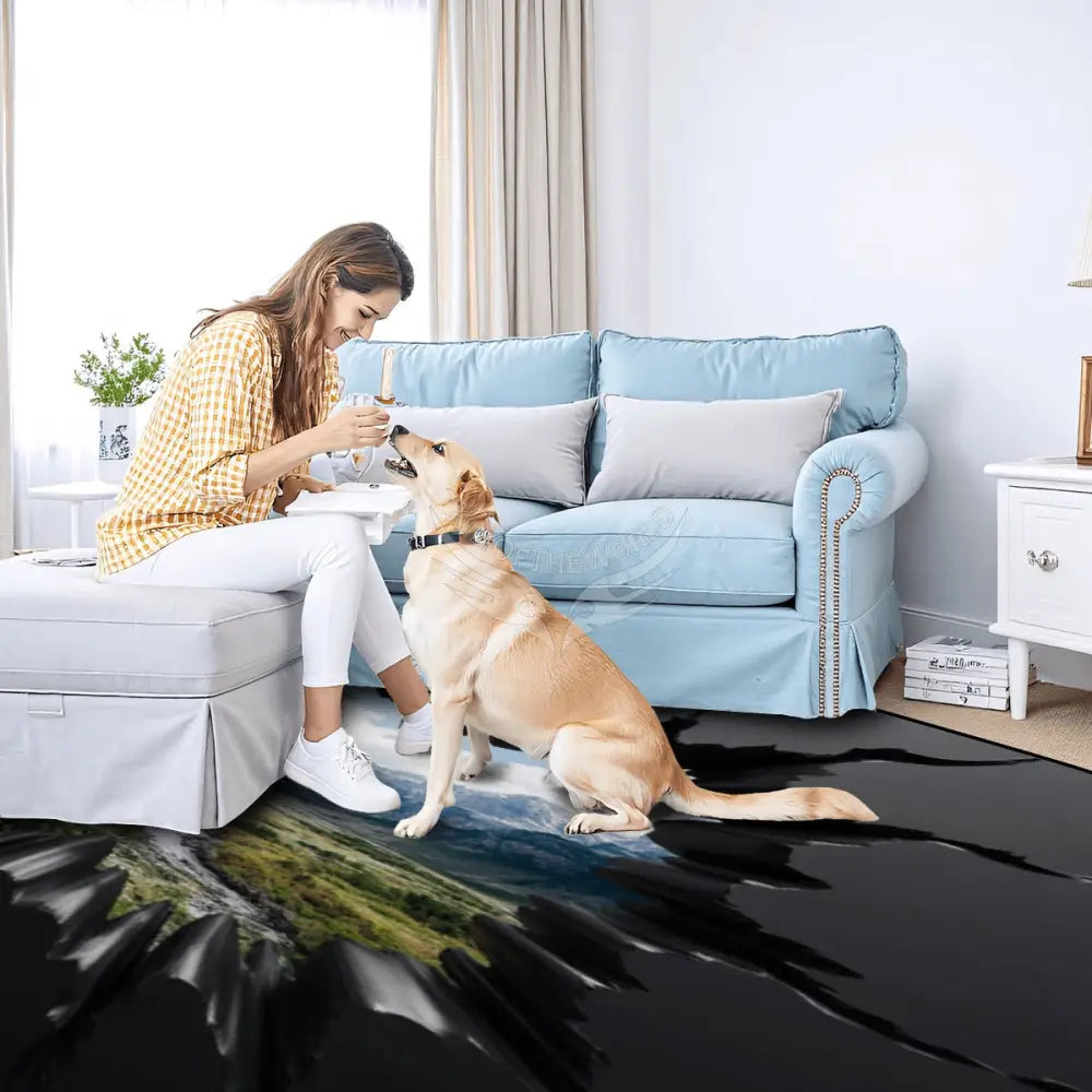 3D Mountain View Break-Out Black Wall 10 ft x 8 ft Large Area Rug Floor Carpet 120’’x96’’ Rugs & Mats