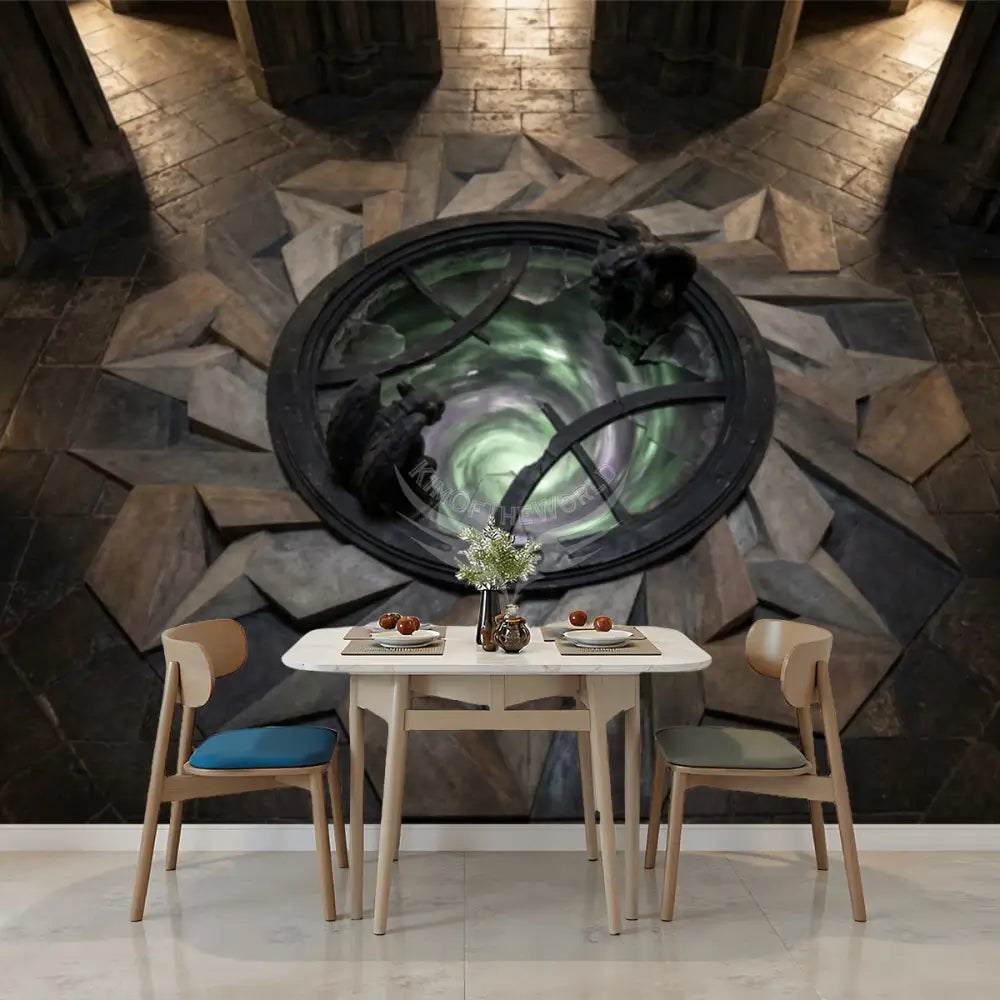 3D Multiportal Gargoyle Protection Portal Unpasted Mural Wallpaper 144’’x100’’ - 144’’x100’’ - Wall Coverings