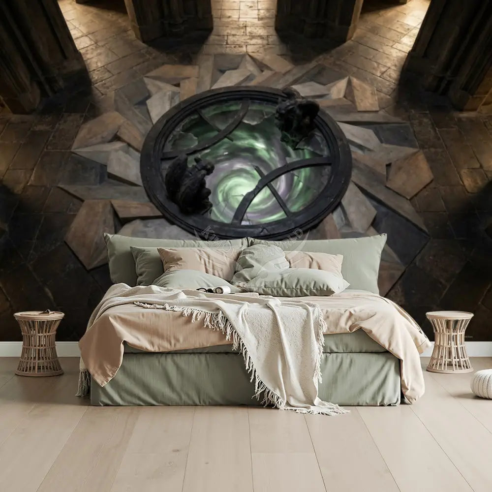 3D Multiportal Gargoyle Protection Portal Unpasted Mural Wallpaper 144’’x100’’ - 144’’x100’’ - Wall Coverings