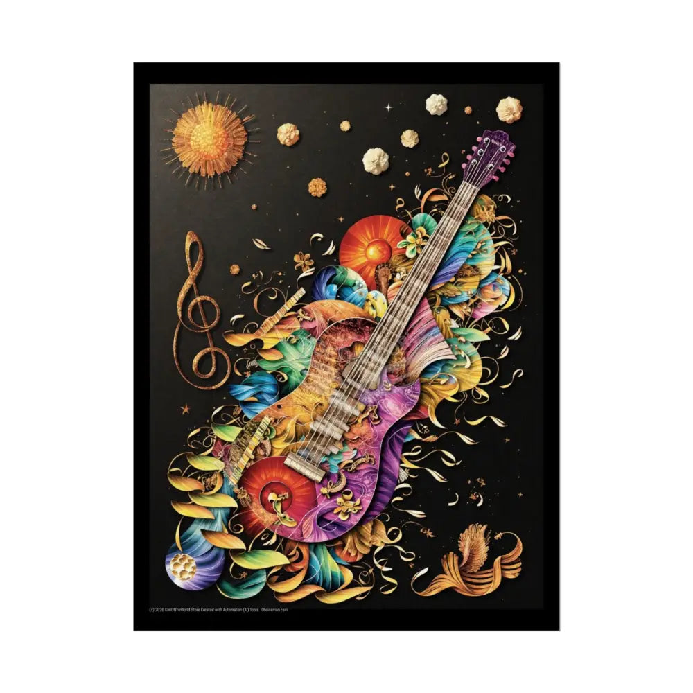 3D Music Guitar Scape Window Portal Poster 18″ x 24″ (Vertical) / Semi Glossy Poster