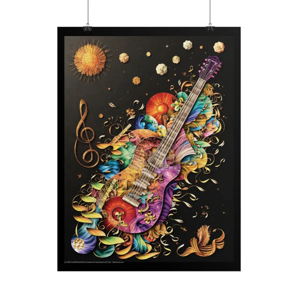 3D Music Guitar Scape Window Portal Poster Poster