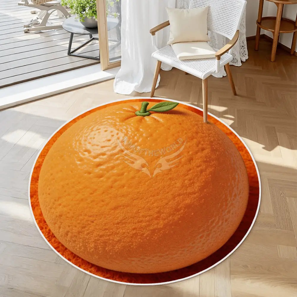 3D Orange Soft Round Area Rug with White Border 23.6’’x23.6’’ Rugs & Mats