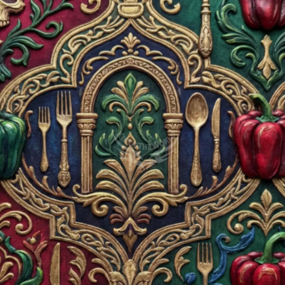 3D Peppers Gold Unpasted Mural Wallpaper 144’’x100’’ 144’’x100’’ Wall Coverings