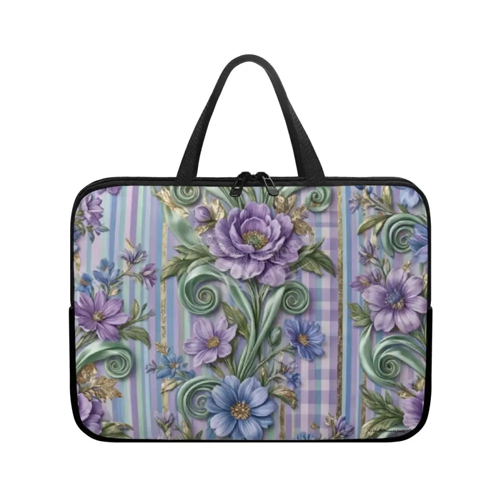 3D Periwinkle Floral Wallpaper Laptop Bag 10’’ Computer Bag