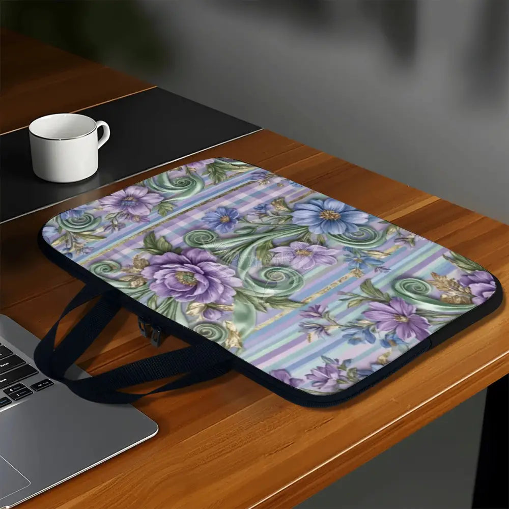 3D Periwinkle Floral Wallpaper Laptop Bag Computer Bag