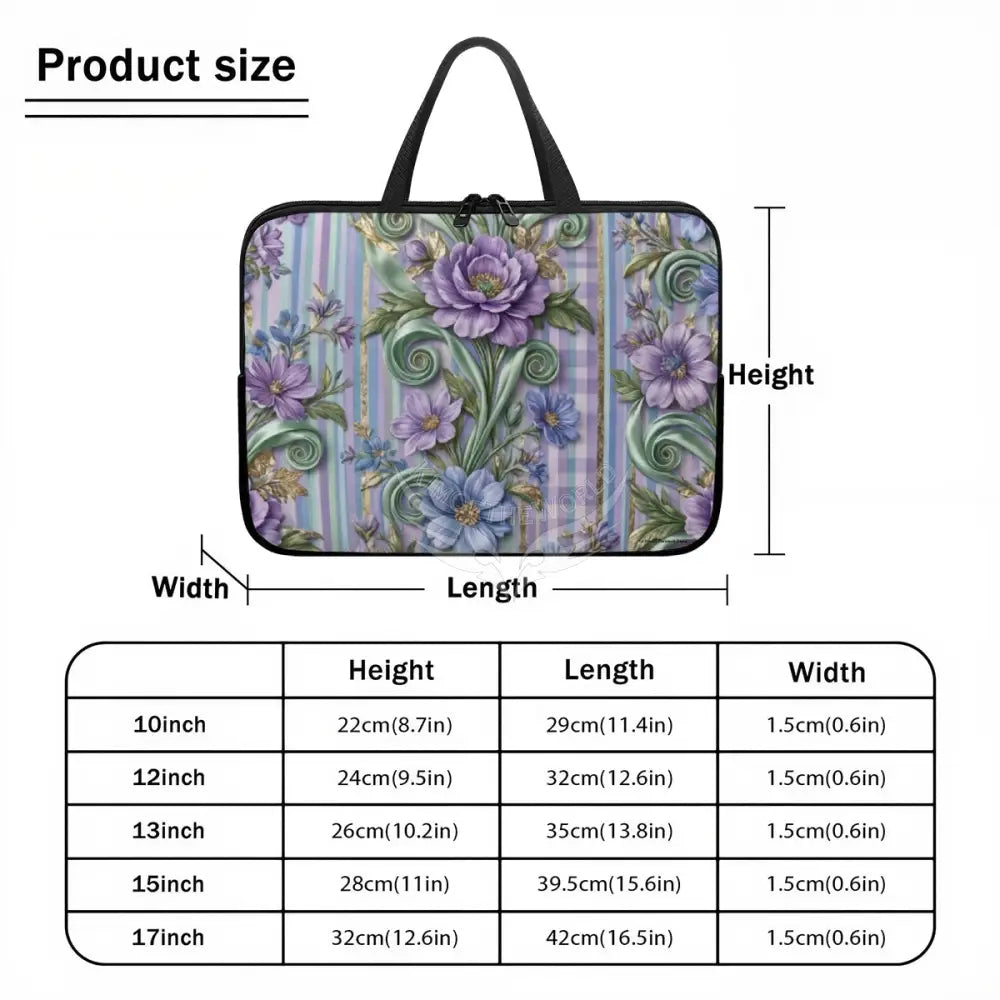 3D Periwinkle Floral Wallpaper Laptop Bag Computer Bag