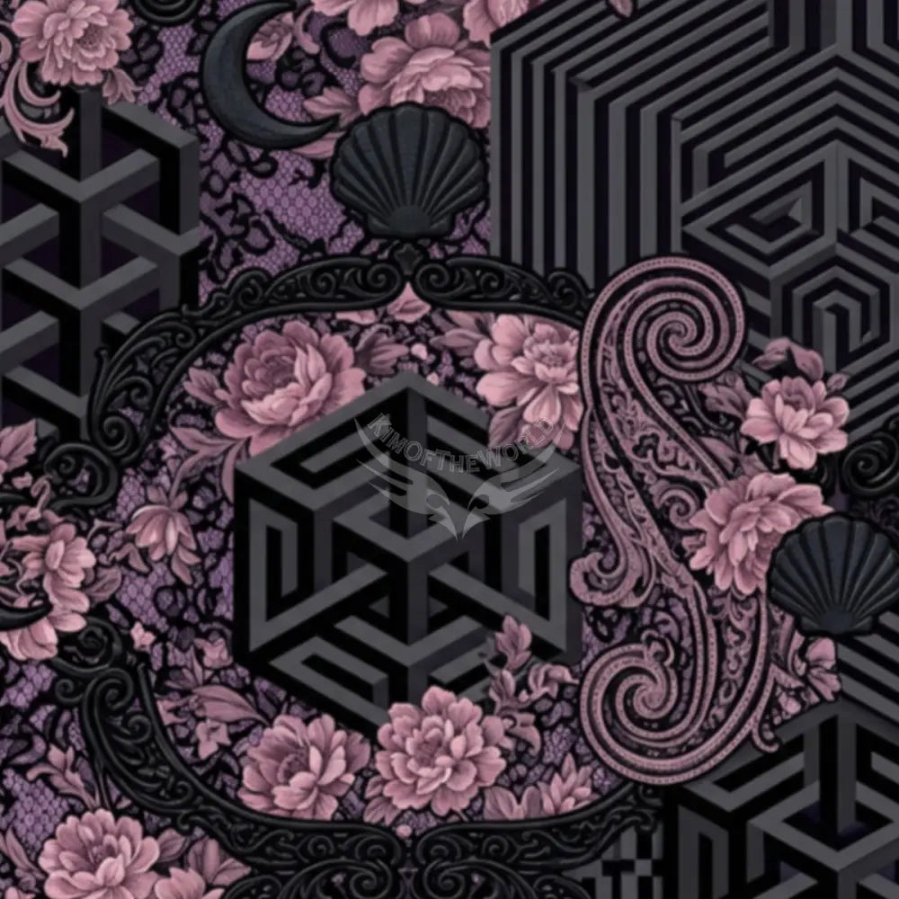 3D Pink & Black Laced Unpasted Mural Wallpaper 144’’x100’’ 144’’x100’’ Wall Coverings