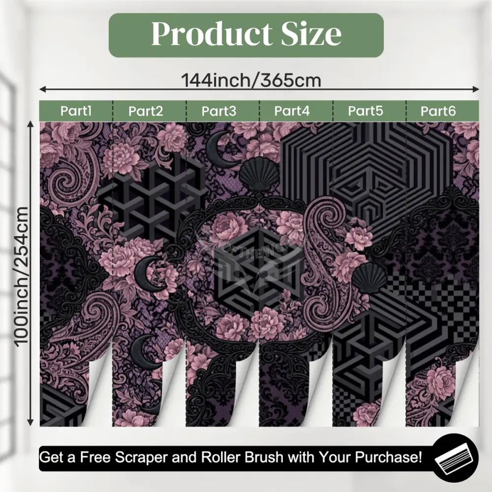 3D Pink & Black Laced Unpasted Mural Wallpaper 144’’x100’’ 144’’x100’’ Wall Coverings