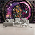 3D Pink Moon Gothic Unpasted Mural Wallpaper 144’’x100’’ - 144’’x100’’ - Wall Coverings