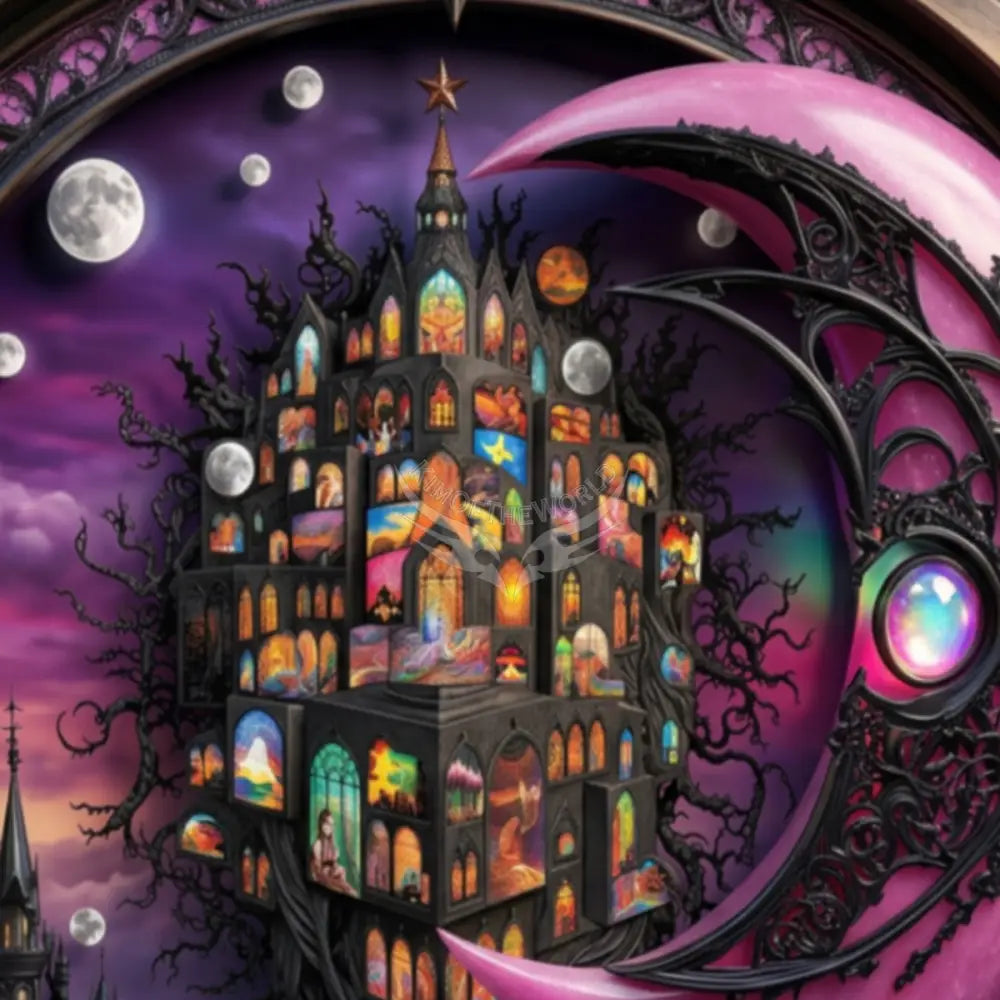 3D Pink Moon Gothic Unpasted Mural Wallpaper 144’’x100’’ - 144’’x100’’ - Wall Coverings