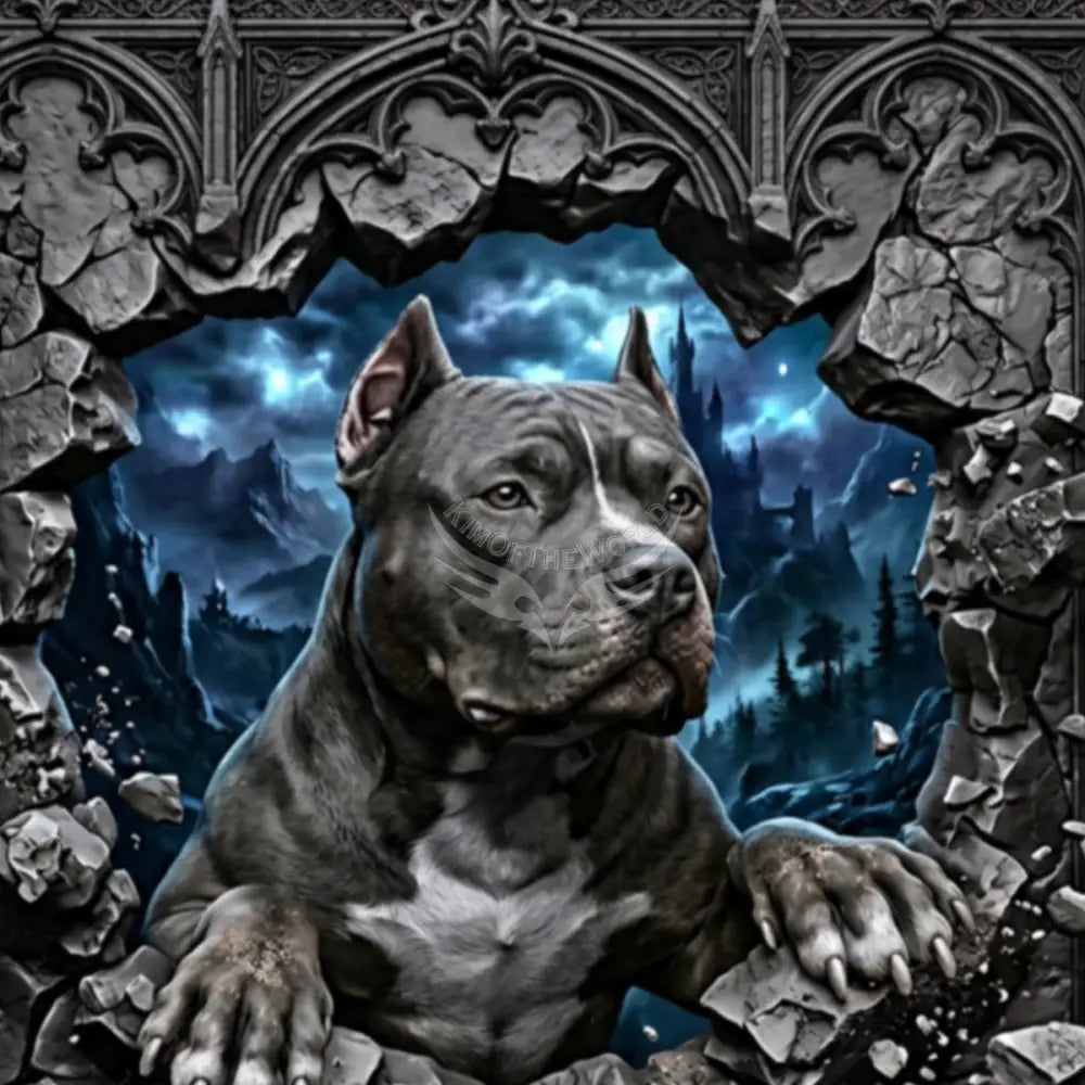 3D Pit Bull Gothic Wall Unpasted Mural Wallpaper 144’’x100’’ - 144’’x100’’ - Wall Coverings